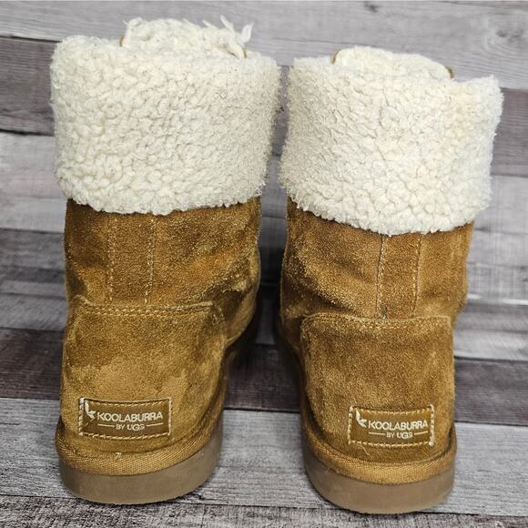 UGG KOOLABUURA Ankle BOOTS BOOTIES 1121540K Suede Fur Brown Zip Up Big Girl 4 - Picture 3 of 10
